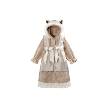 GUKOO Bath Robes Women's Milk Tea Beige