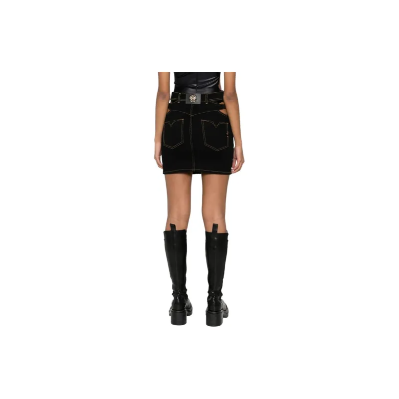 VERSACE JEANS COUTURE Baroque Buckle Denim Mini Skirt-2