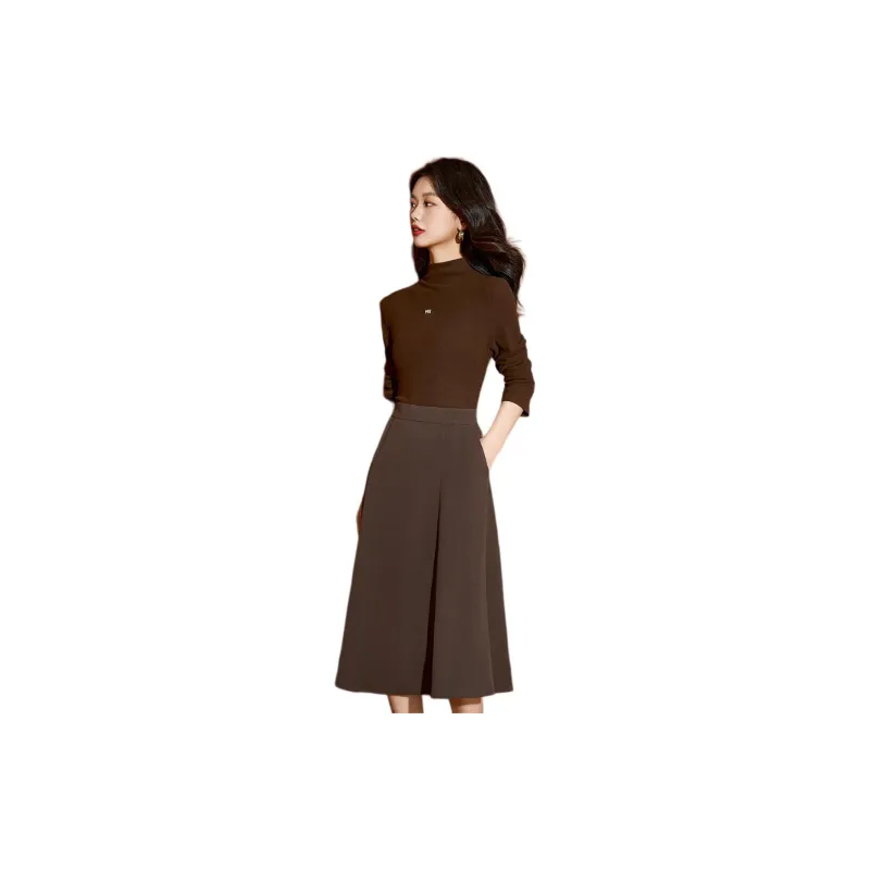 Mylan Long Sleeved Dresses Women's Coffee-4
