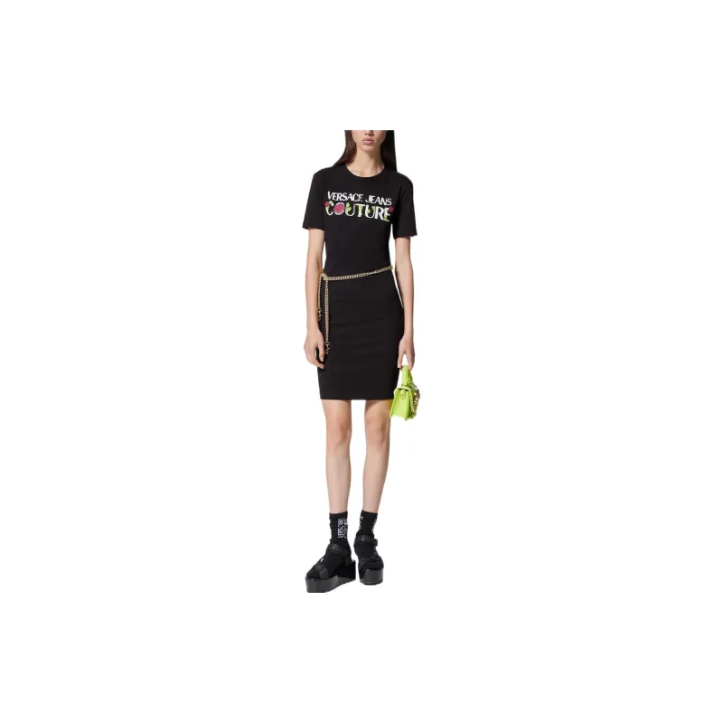 VERSACE JEANS COUTURE SS23 Short Sleeved Dresses Women's Black-1
