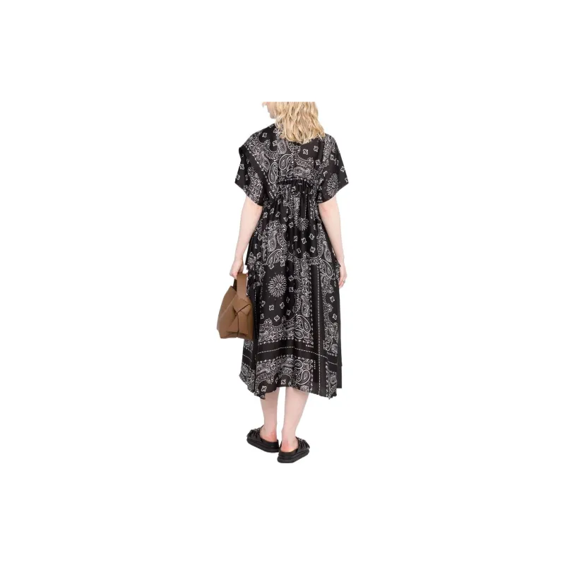 Sacai Paisley print Belted Dress-2