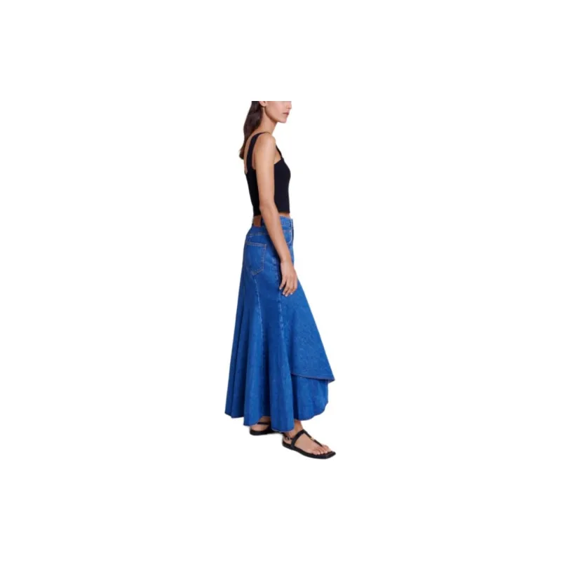 Maje Denim Long Skirts Women's Blue-3