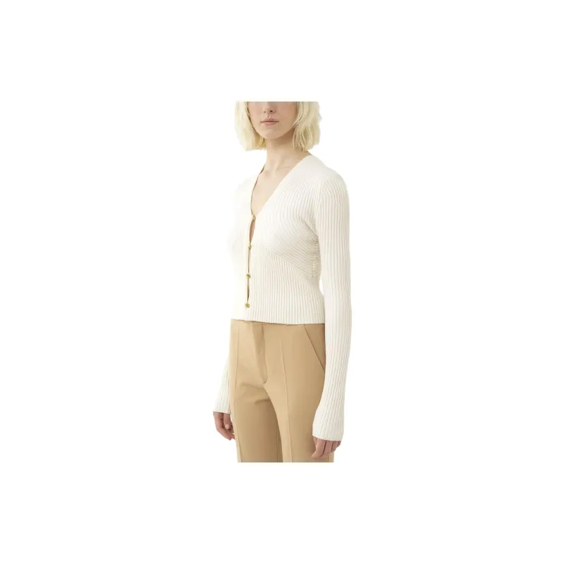 Chloé V-Neck Ribbed-Knit Cardigan-3