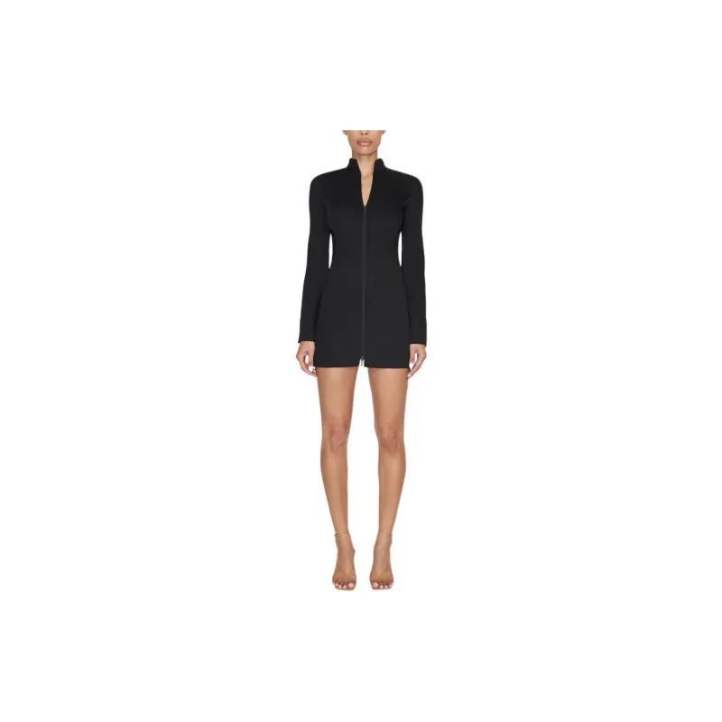 Khy SS24 DROP 007 Poplin Zip Mini Dress Long-Sleeved Dresses Women's Black-2