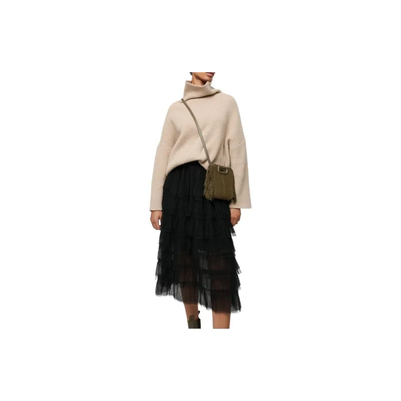 Maje Layered Tulle Midi Skirt-1