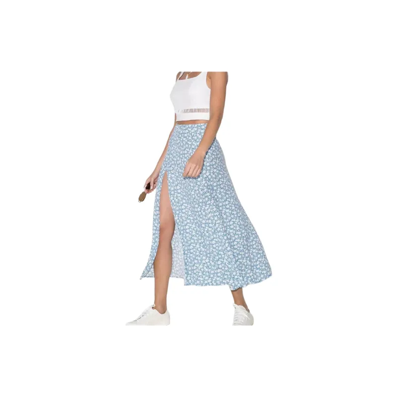 REFORMATION Casual Long Skirts Women's Blue/Blue-1