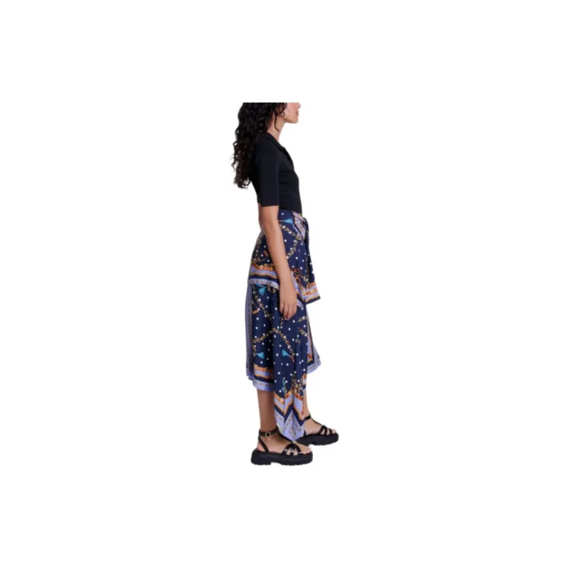 Maje Chain print Draped Midi Dress-3