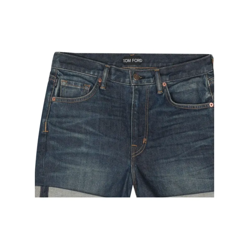 TOM FORD Logo patch Denim Shorts-2