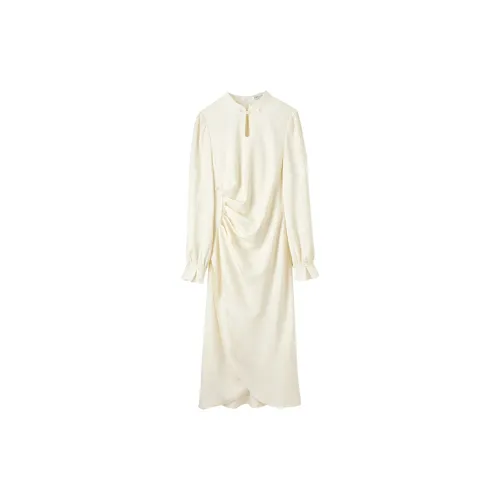 SENTUBILA Long Sleeved Dress Women's Pear Blossom Beige