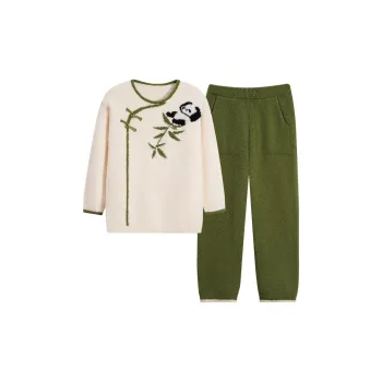 MIIOW Pajama Set Women's Green White Color Blocking