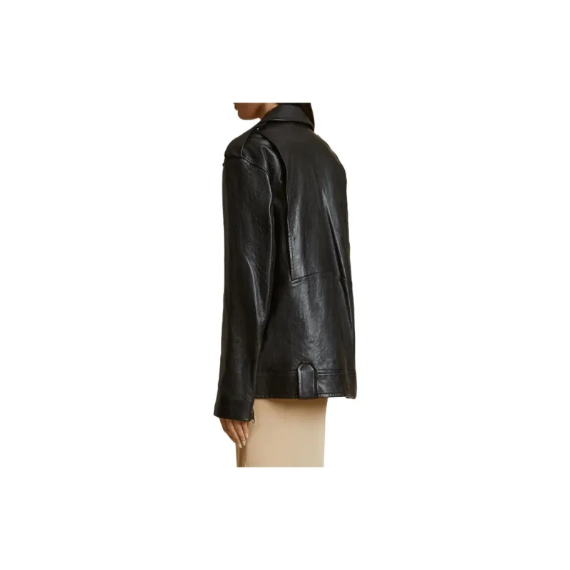 KHAITE The Hanson Off centre Leather Jacket-3