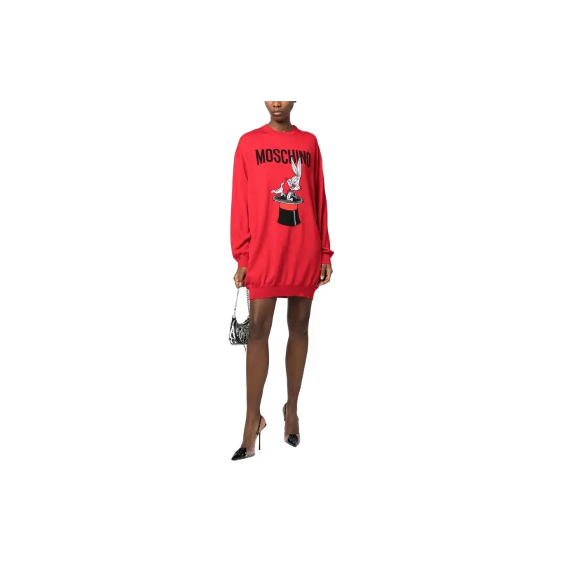 MOSCHINO Long Sleeved Dresses Women's Red-2