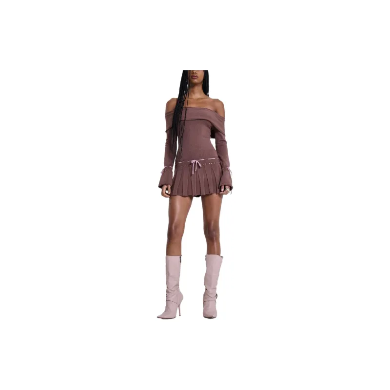 Jaded London Fatale Collection Long-Sleeved Dresses Women's Brown-1