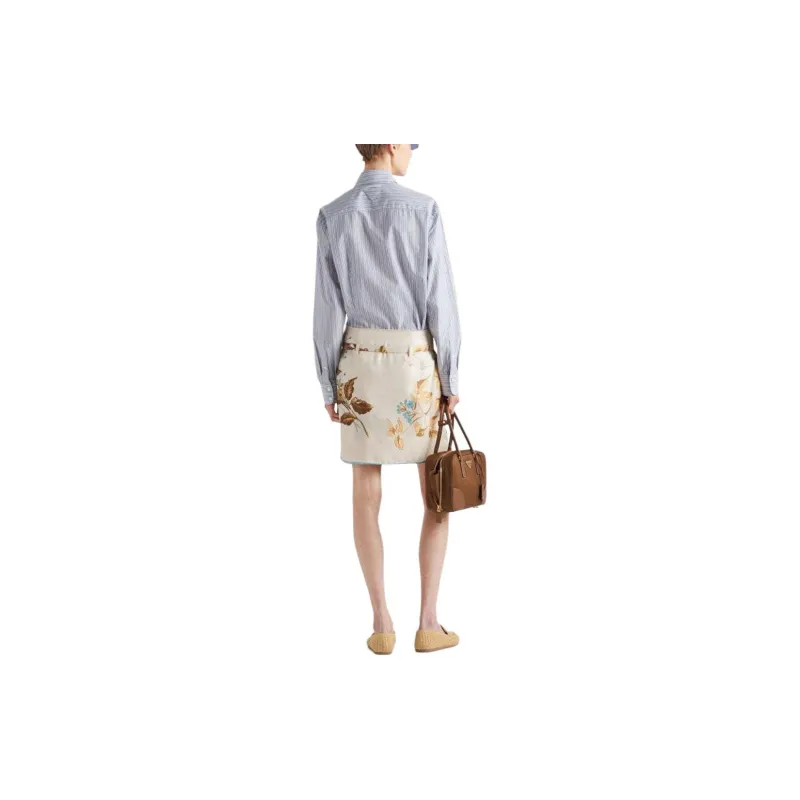 PRADA Floral print Silk Skirt-1