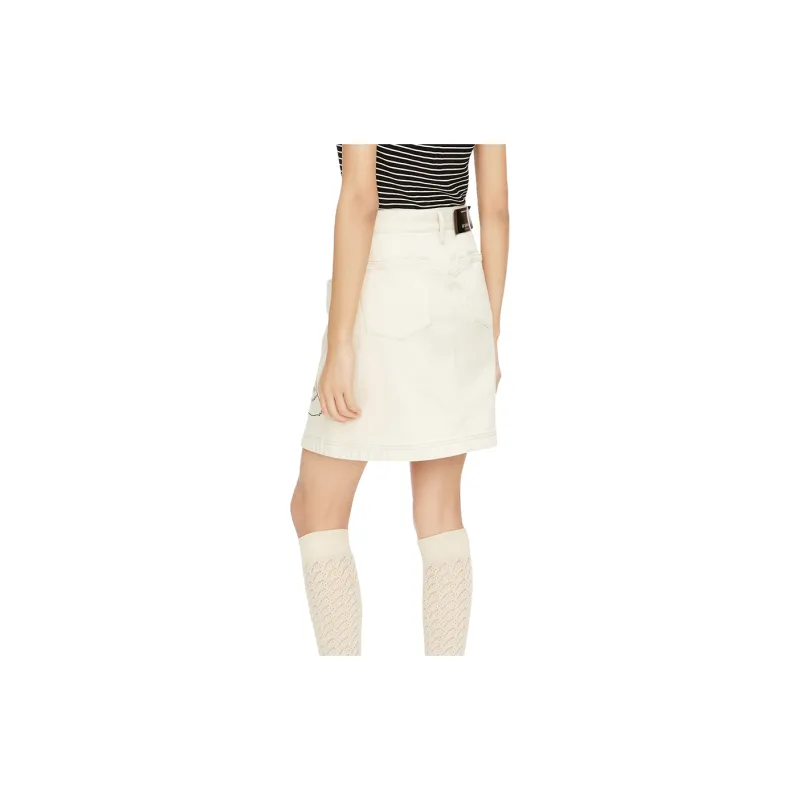 III VIVINIKO Denim Short Skirts Women's Raw White-4