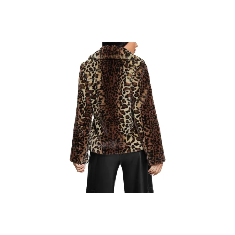 GUESS Denise Leopard Coat Coats Women's Brown-2