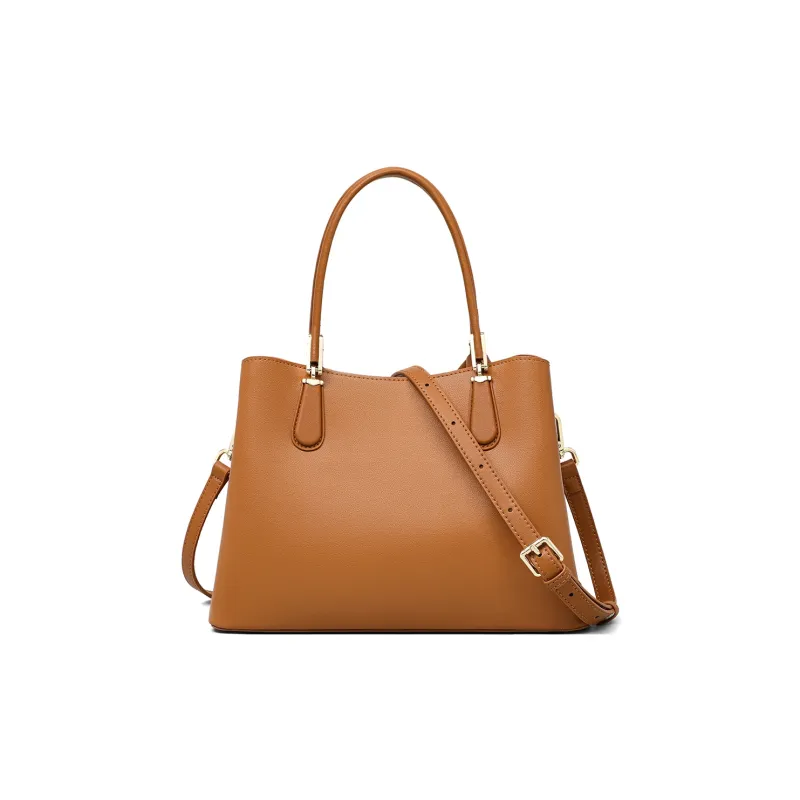 MILLIE'S Cow Leather Patchwork Synthetic Leather Shoulder Bag Crossbody Bag Handbag Tote Mom Bag Regular Women's Brown-4