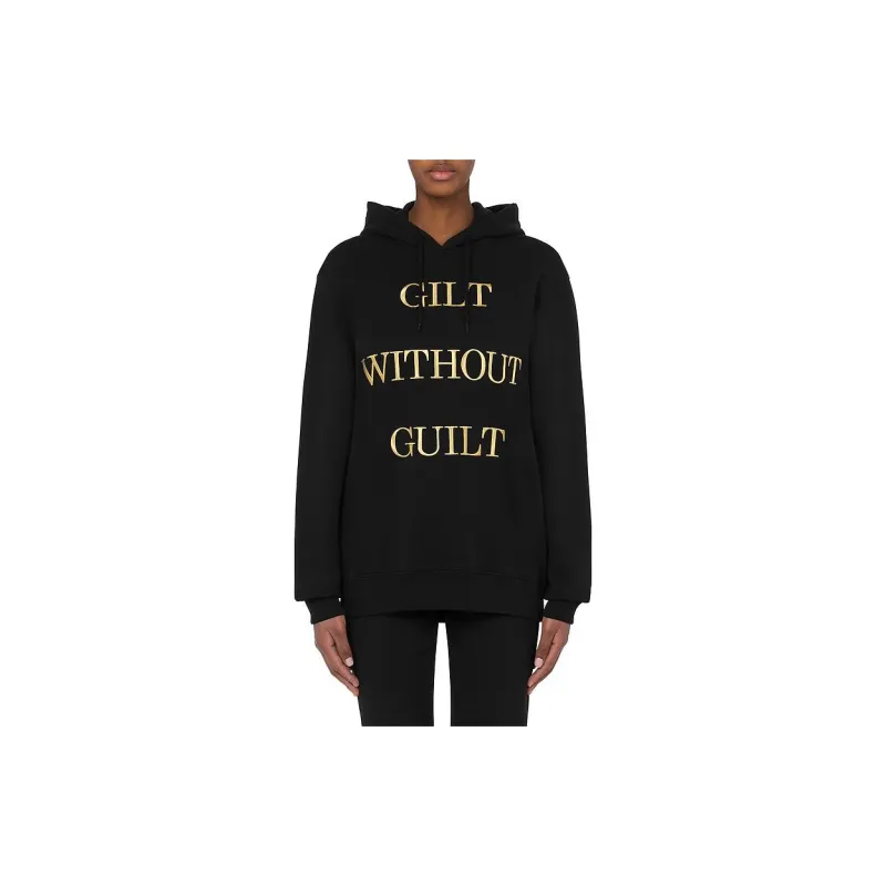 MOSCHINO Slogan Embroidered Drawstring Hoodie-1