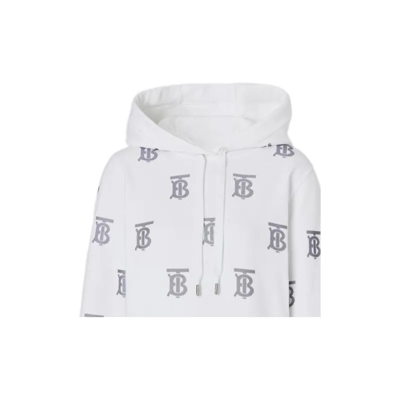 Burberry SS22 Women's Logo Hooded Long-Sleeve Sweatshirt White-1