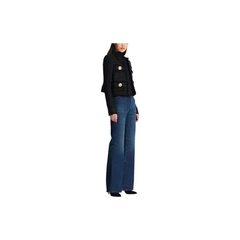 BALMAIN Cropped Tweed Jacket-4
