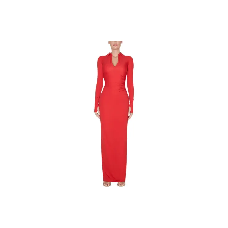 Khy SS24 DROP 009 Smooth Stretch Ruched Maxi Dress Long-Sleeved Dresses Women's Cherry Pink-2
