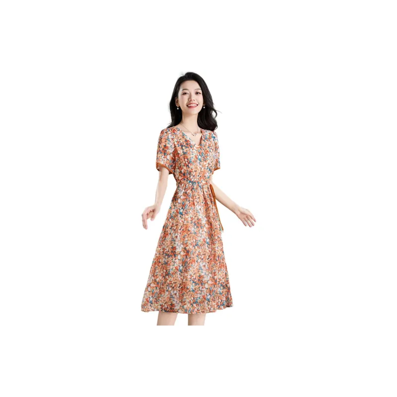 Mylan Short Sleeved Dress Women's Orange-2