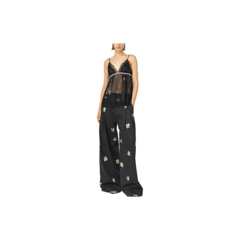 PINKO Pantaloni Ampi Stampa Orchidea Reimagine Casual Pants Women's Black-3