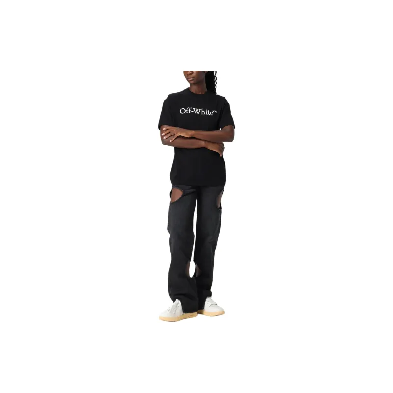 OFF WHITE Bookish Crewneck Straight Hem T Shirt-3