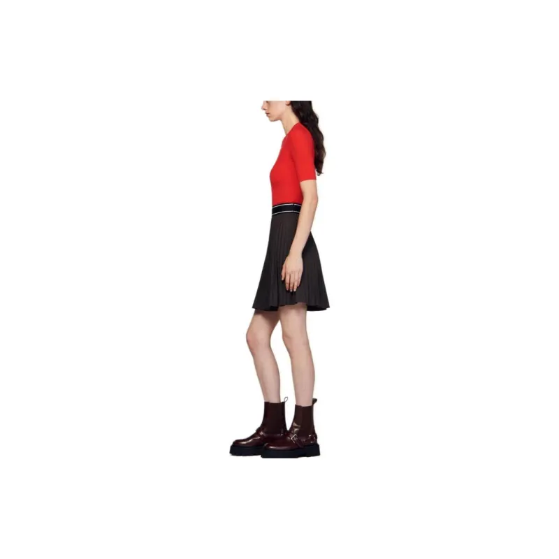 Sandro Plaid Check Pleated Miniskirt-3