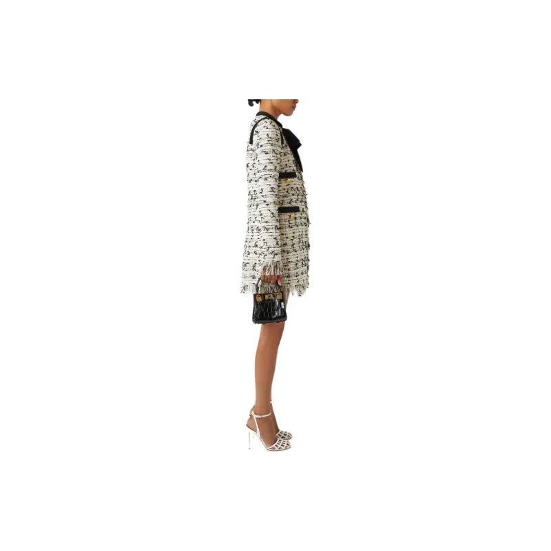 Giambattista Vall Bow detail Tweed Single breasted Coat-3