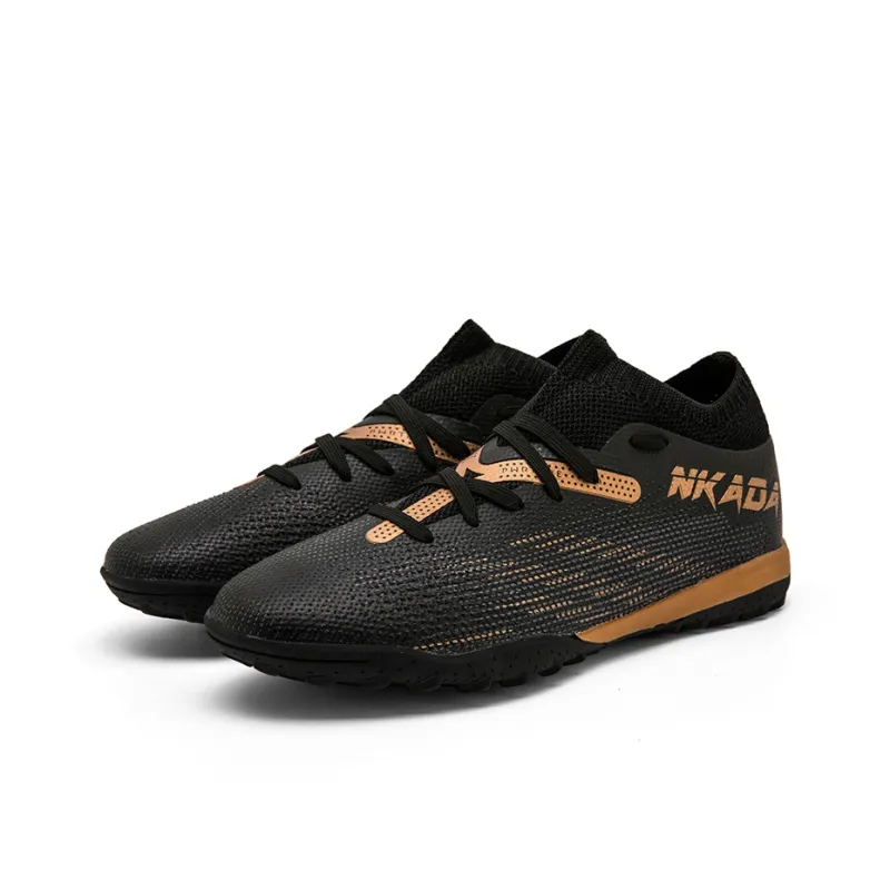 ATAY Soccer Shoes Unisex Mid Top Black/Gold-6