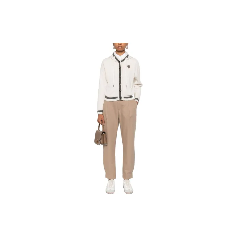 Brunello Cucinelli Logo Patch Hooded Drawstring Cardigan-1