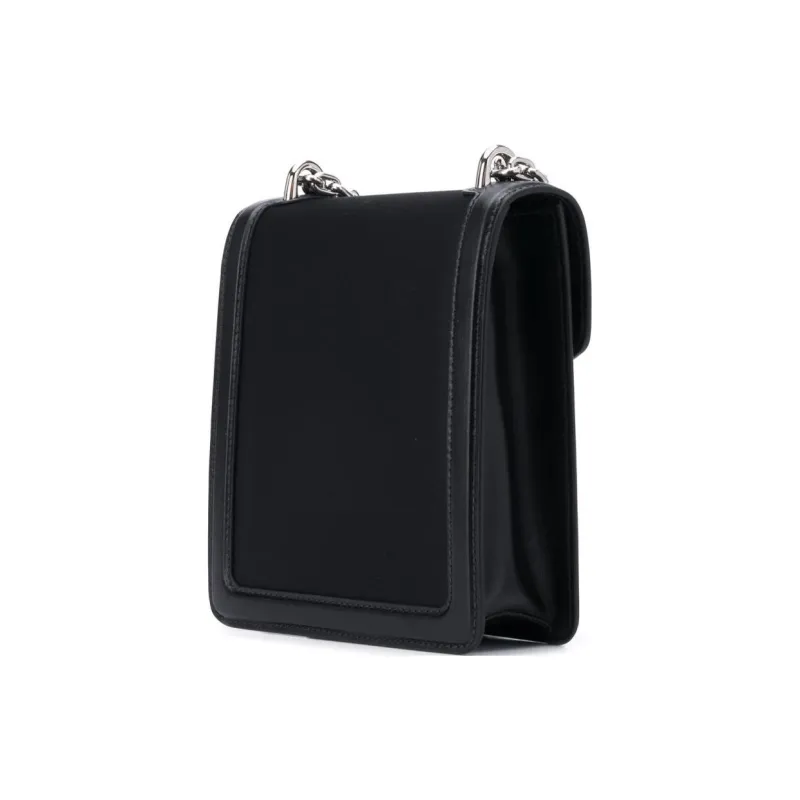 PRADA Leather Shoulder Bag Unisex Black-3