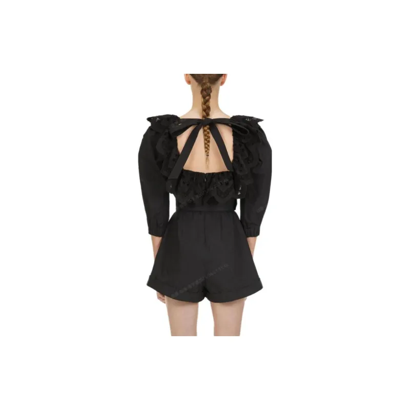 Self-portrait One-piece Shorts Women's Black-3