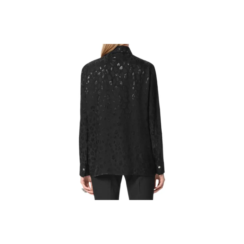 VERSACE Leopard jacquard Satin Shirt-2