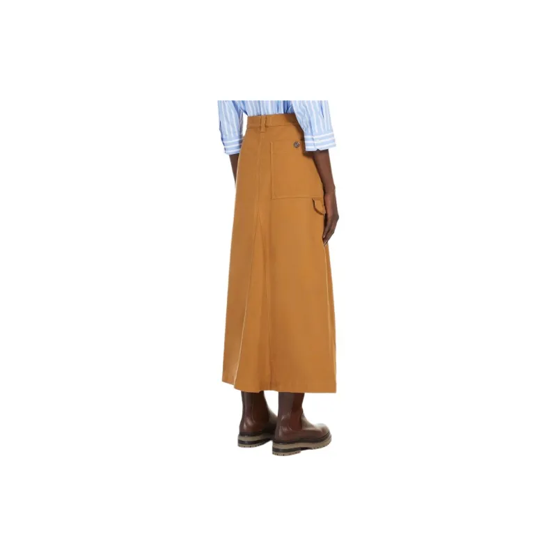 WEEKEND MaxMara Quincy Collection Long Canvas Skirt Casual Long Skirt Women's Earth Tone-3