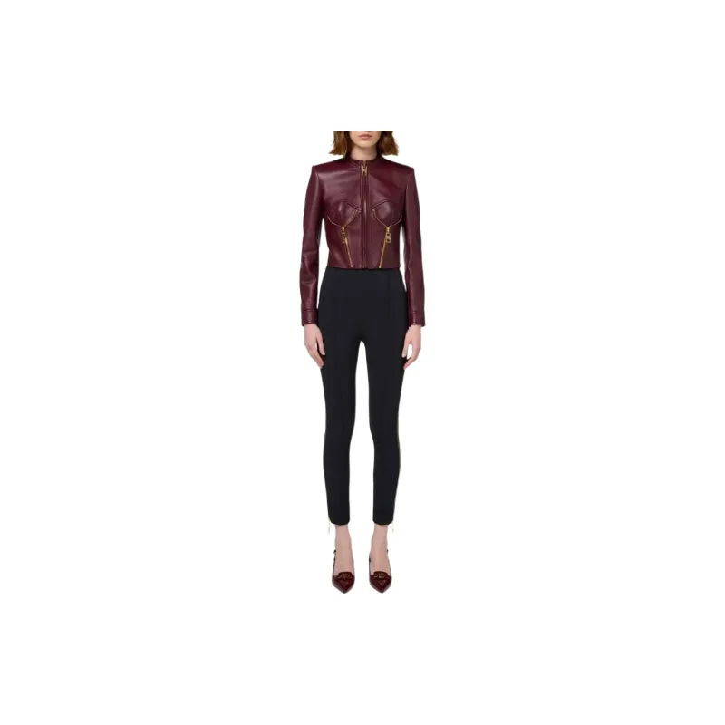 Elisabetta Franchi Stretch Crepe Zip Detailed Straight Trousers-1
