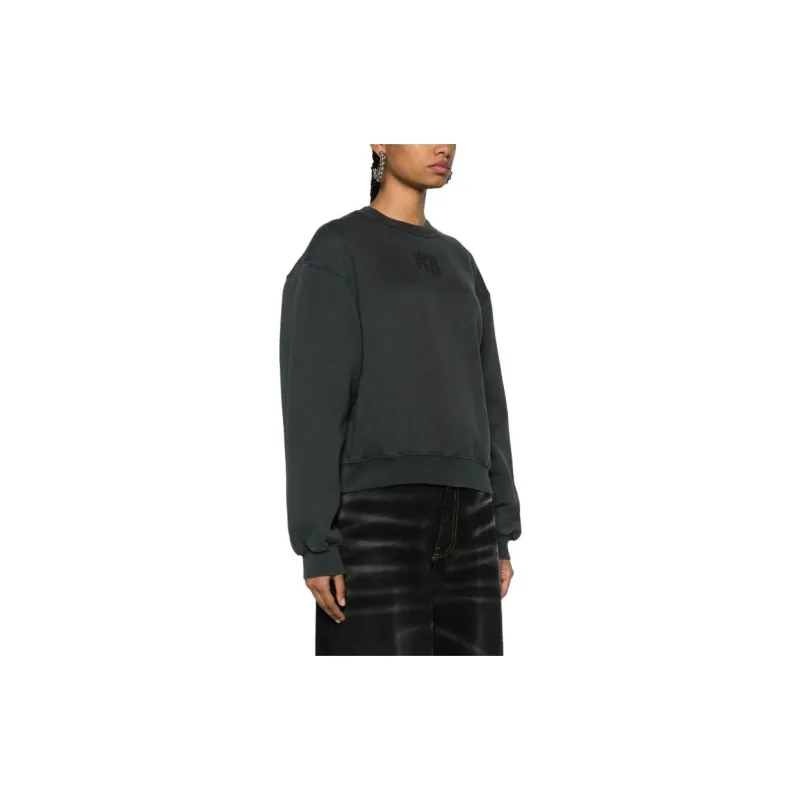 Alexander Wang Puff Paint Logo Essential Terry Crew Sweatshirt Soft Obsidian-3