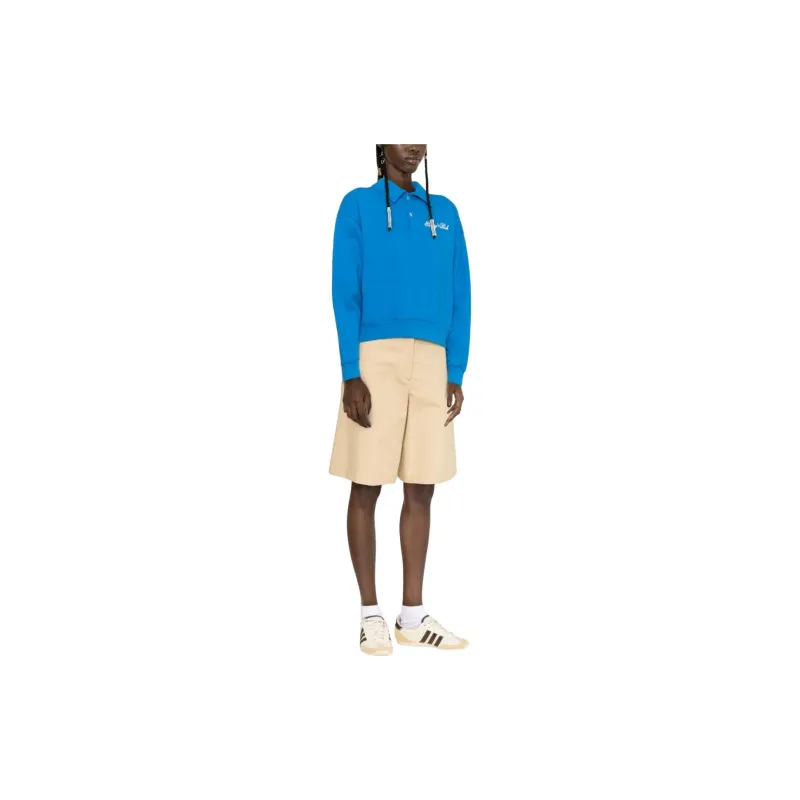 SPORTY & RICH Logo embroidered Polo collar Sweatshirt-2