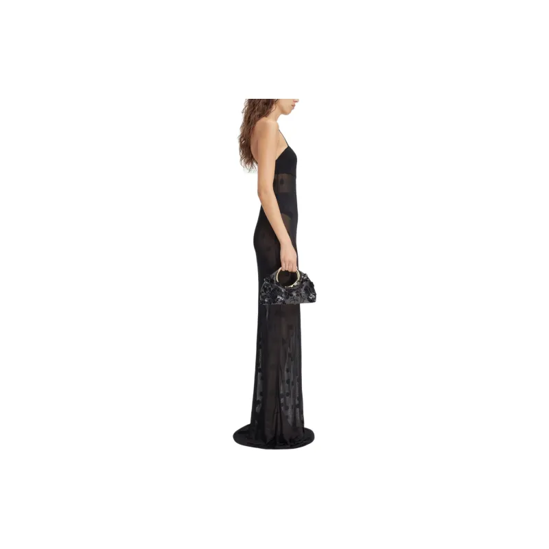 Jacquemus SS24 Le Mariage Collection Long Knitted Dress Slip Dresses Women's Black-2