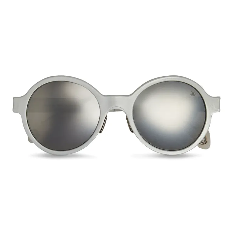 Moncler Aluminum Round Sunglasses Unisex Silver-0