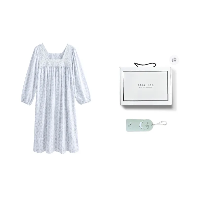 XUANZHITING Nightgown Women's Gift Box Set Light Blue-0