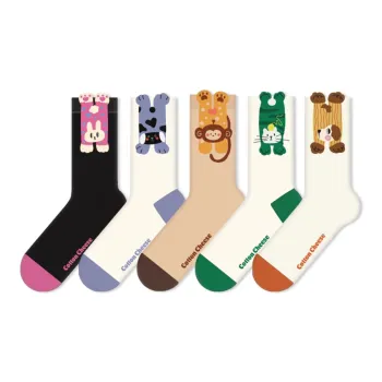 COTTON CHEESE Mid-Calf Socks Unisex 5 Pack