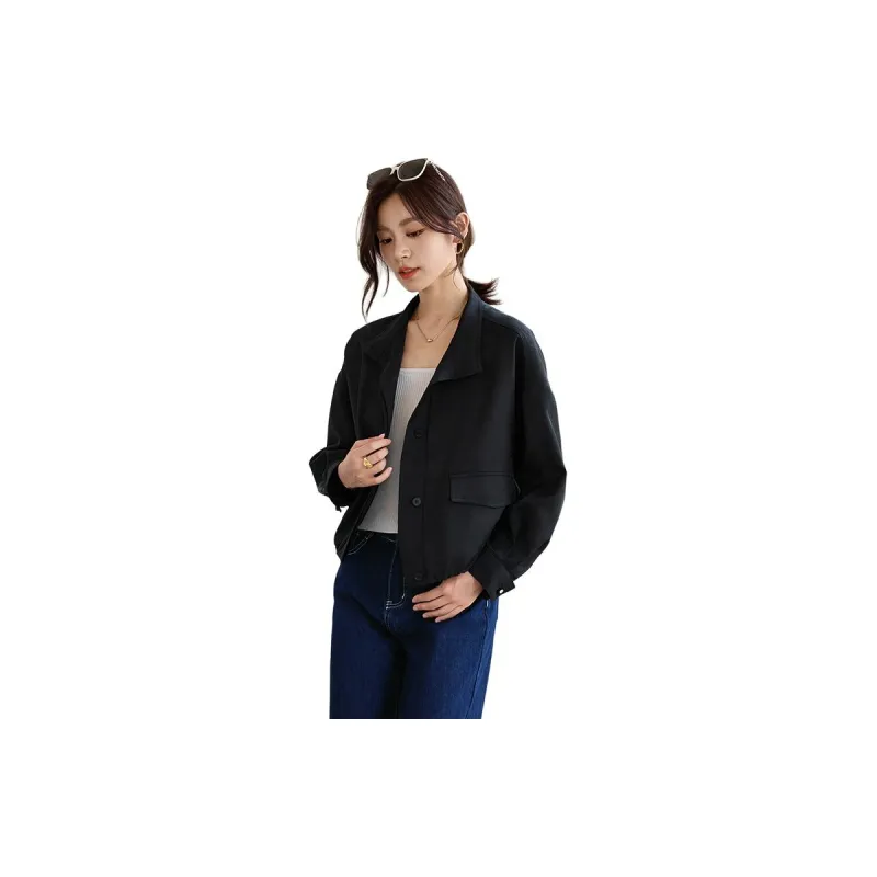 Yi Mengyuan Cropped Trench Coat Women's-12