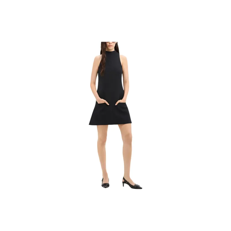 Courrèges Sleeveless Twill A Line Dress 'Black'-1