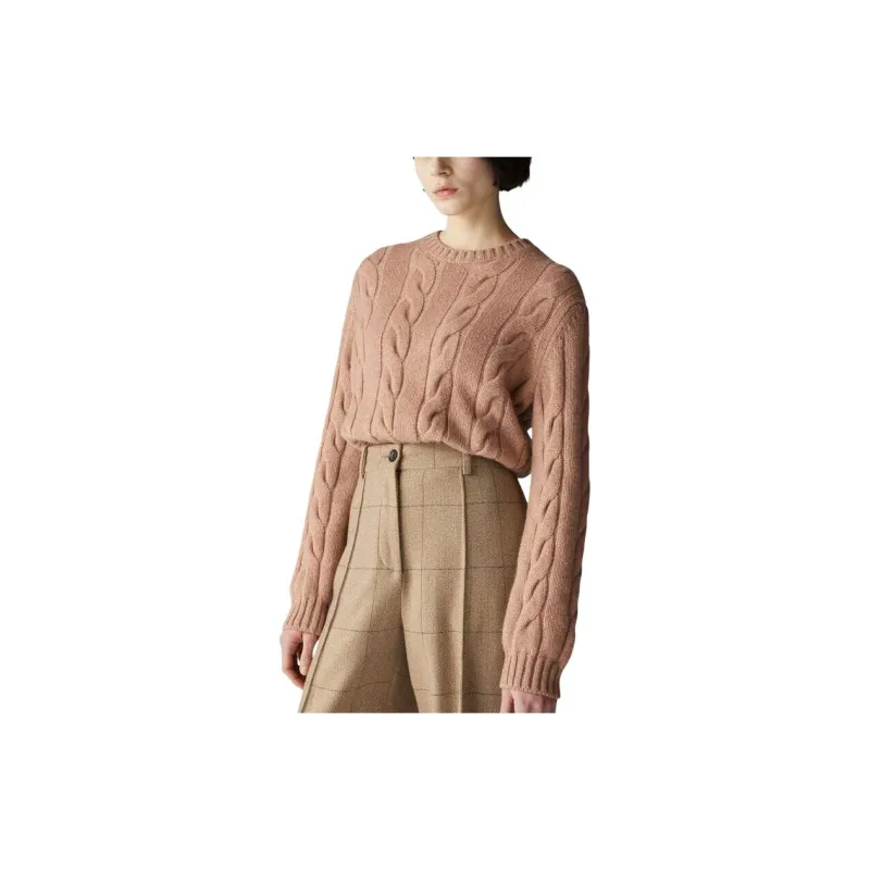 Loro Piana Napier Crew Neck Sweater Women's Brown-4