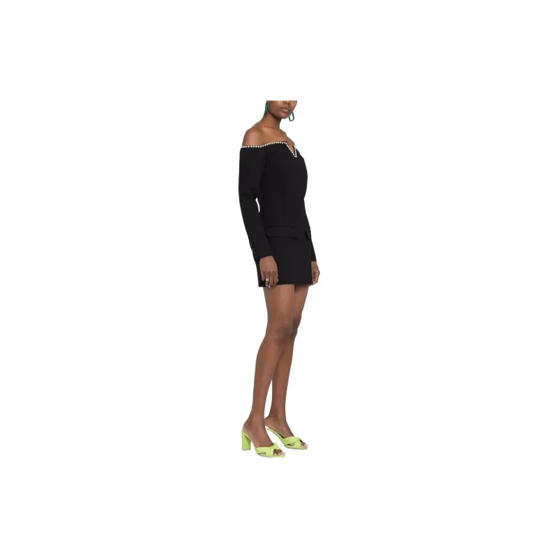 MSGM Long Sleeved Dresses Women's Black-3