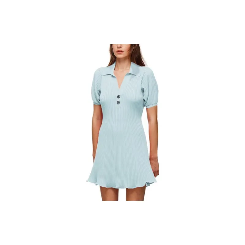 Self portrait Short Sleeved Dresses Women's Light Blue-3