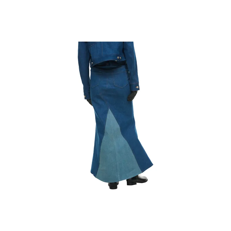 RELABEL Casual Long Skirts Women's Dark Blue & Light Blue-6