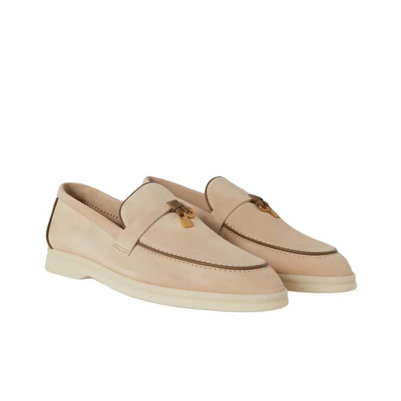 Loro Piana Summer Charms Walk Loafers Women's Light Camel-2
